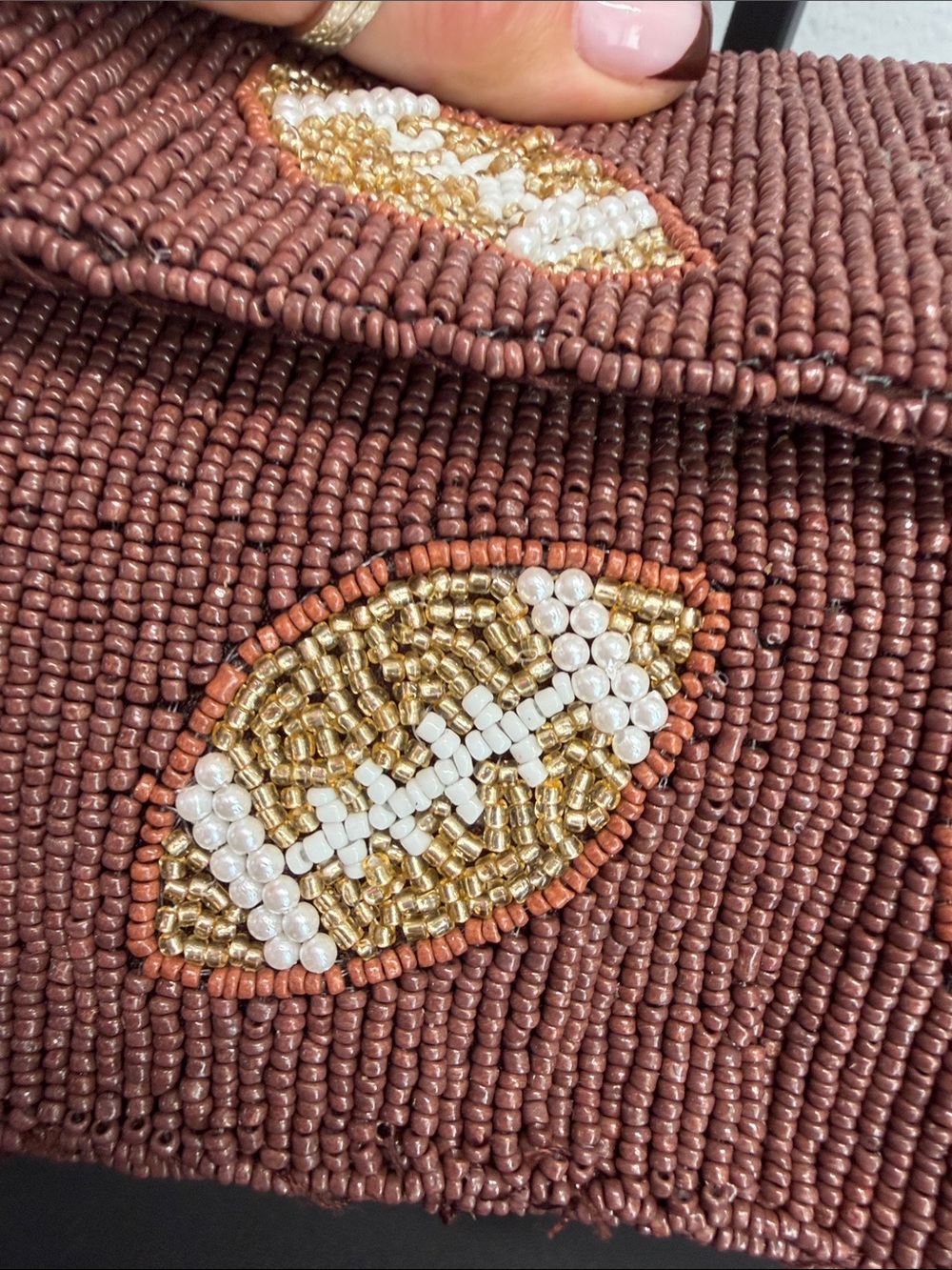 Sol and Mer | Fall Football Chocolate Brown Beaded Bag w/ Matching Bag Charm 🏈🍂 - Picture 9 of 14
